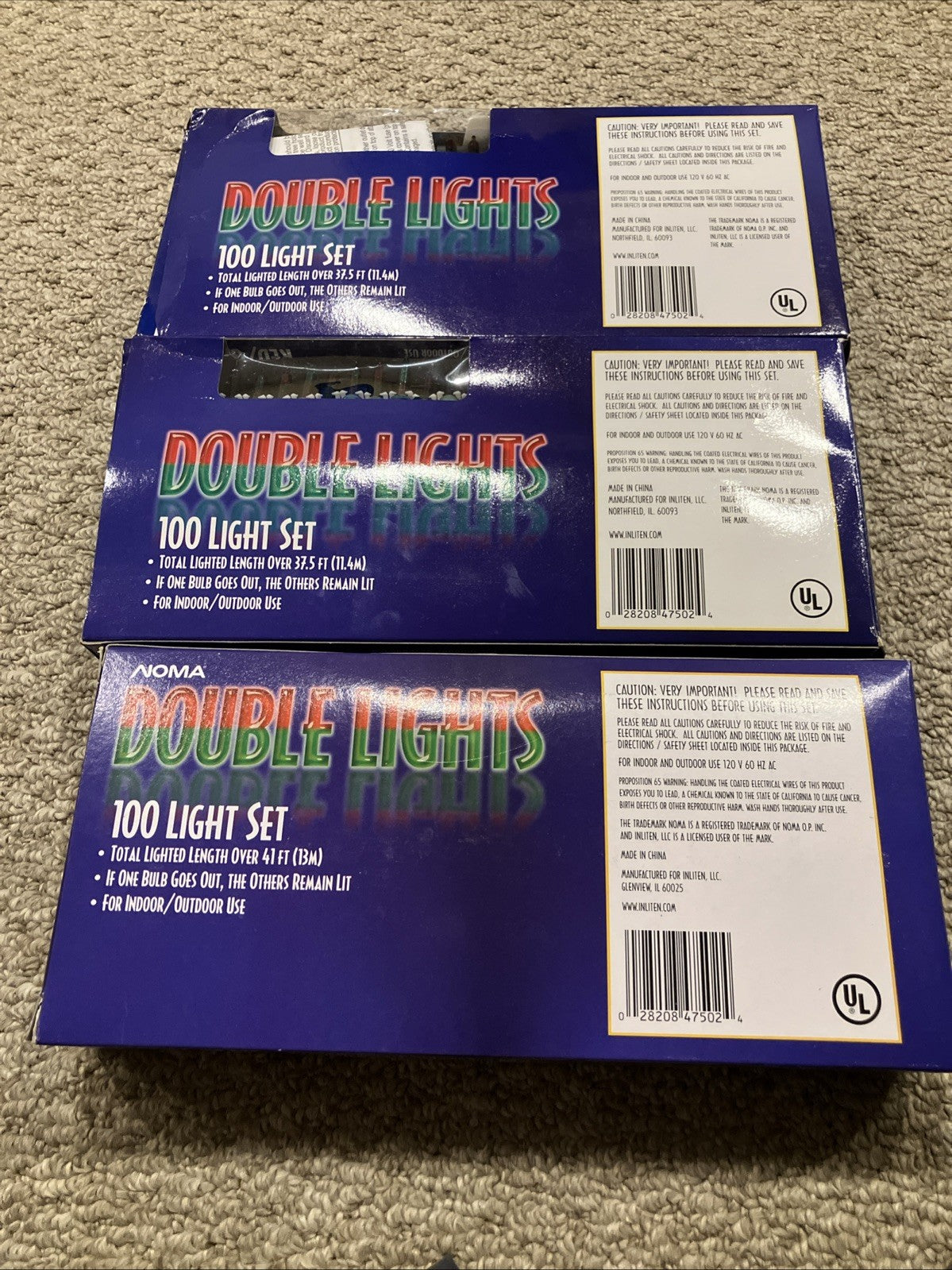 Noma Double Lights Red/Green 2 Colors 2 Filaments 100 Lights Lot of 3 NOMA - KOEEK