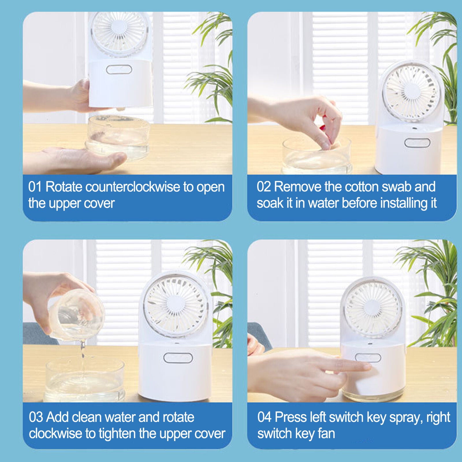 new Mini Water Spray Mist Fan USB Rechargeable Portable Fan Cooling Air Humidifier koeek - KOEEK