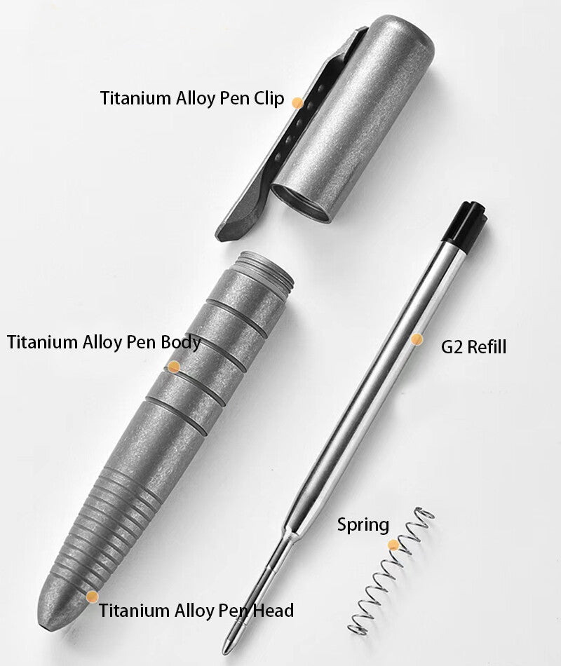 EDC Outdoor Titanium Alloy Ballpoint Signature Business Office Pen G2 Refills 07FC0E-D4 - KOEEK