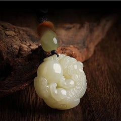 Pi Xiu Car Key Ring Safety Knot Pendant White Jade Pendant Money Drawing 07FC0E-D4 - KOEEK