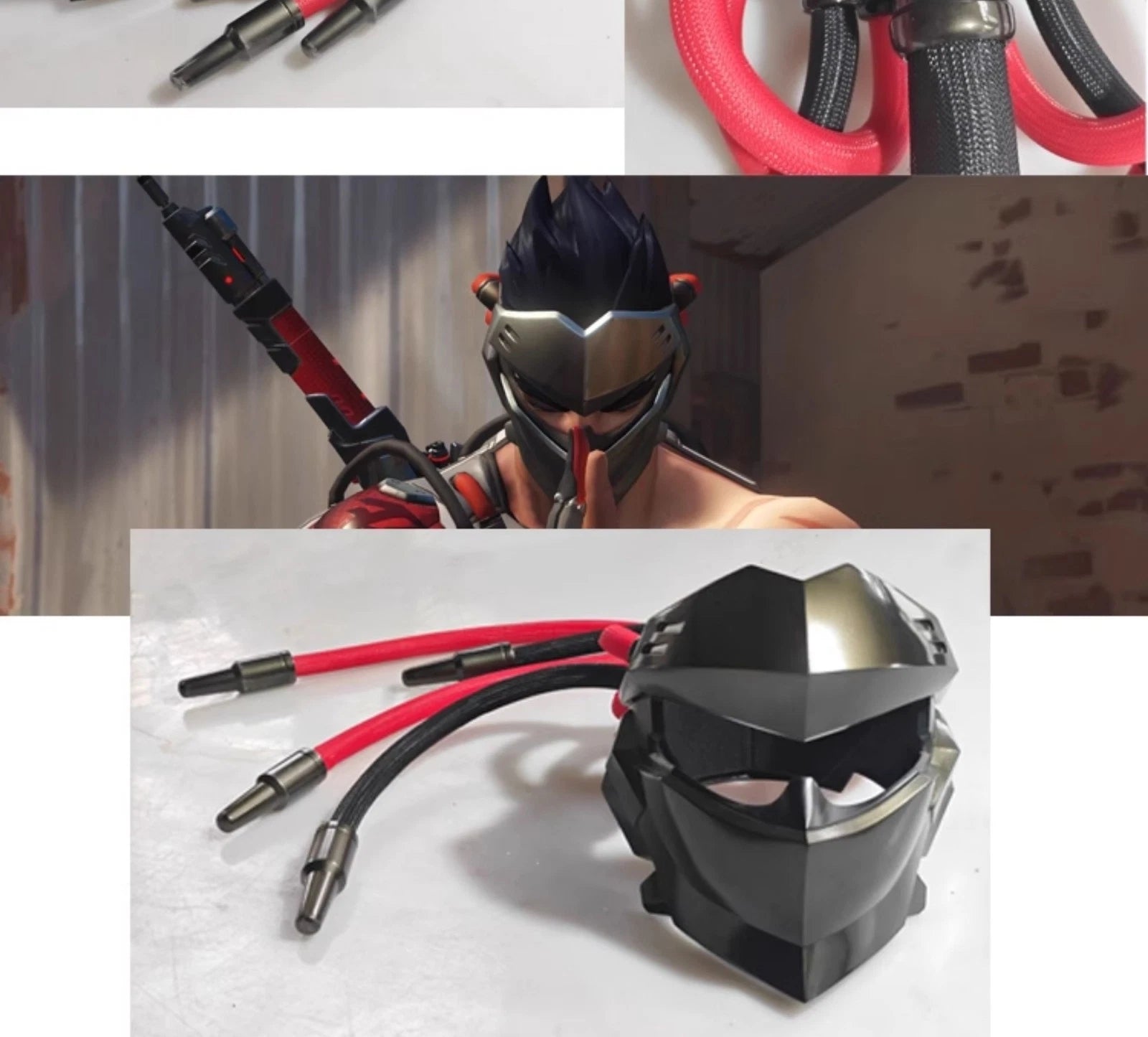 Overwatch OW Genji Helmet FRP Mask Wearable Adult Mask Halloween Cosplay Props 07FC0E-D4 - KOEEK