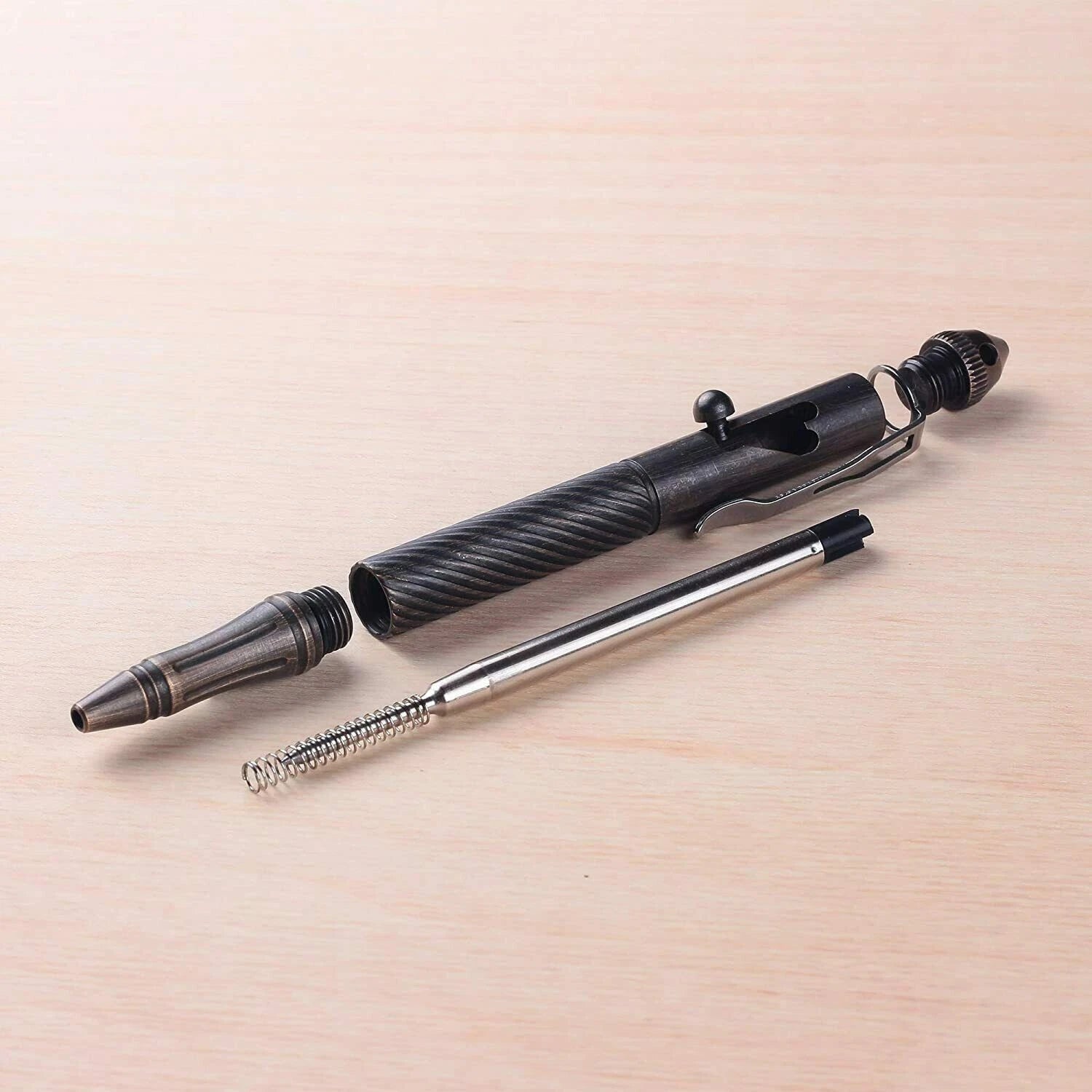 Outdoor EDC Practical Retro Brass Pocket Ball Pen Signature Tactical Office Pen 07FC0E-D4 - KOEEK