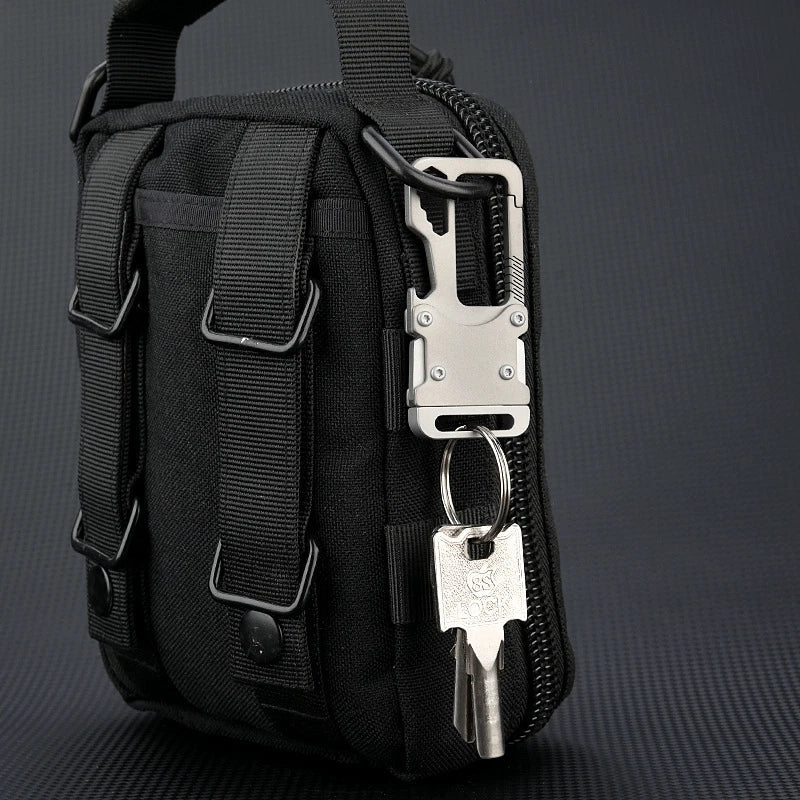 Titanium Alloy Key Chain Carabiner Opener Wrench Cutter EDC Outdoor Multi Tools 07FC0E-D4 - KOEEK