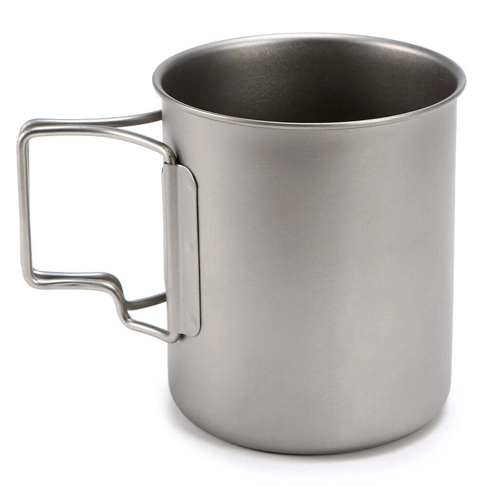 Titanium 420ml 750ml Pot Set With Foldable Handle - Outdoor Camping Cup Bowl Pot 07FC0E-D4 - KOEEK