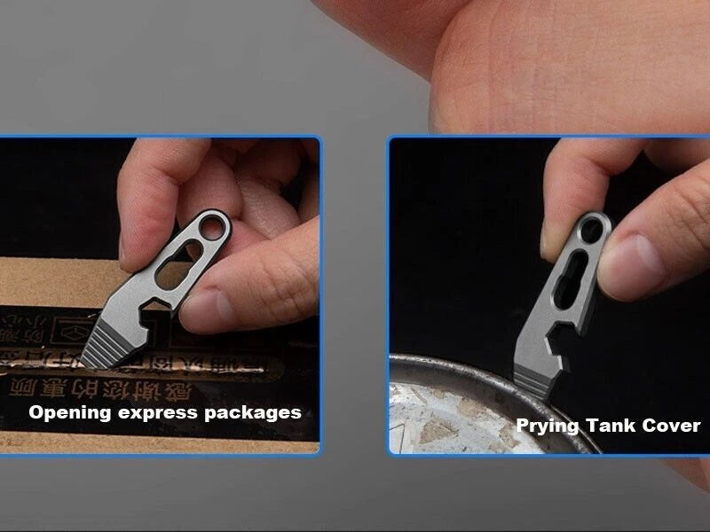 EDC Mini Titanium Alloy Keychain Multi Tool Pocket Pry Bar Crowbar Opener Cutter 07FC0E-D4 - KOEEK