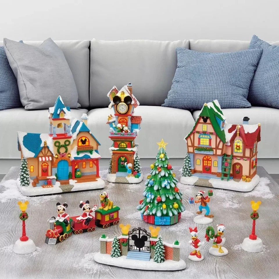 Disney Costco 13 Piece Holiday Village Christmas Set LIGHTS AND SOUNDS DISNEY - KOEEK