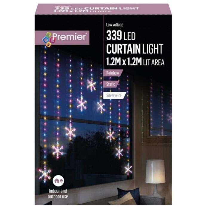 Premier 339 Rainbow Multicolour LED Snowflake Window Curtain Christmas Lights PREMIER - KOEEK