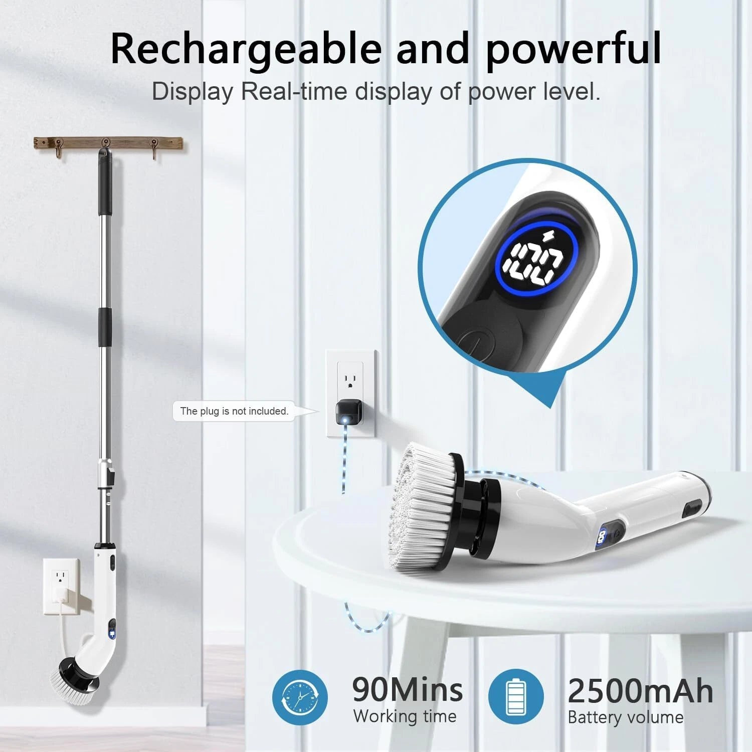 Electric rotary scrubber with adjustable extension handle 07FC0E-D4 - KOEEK