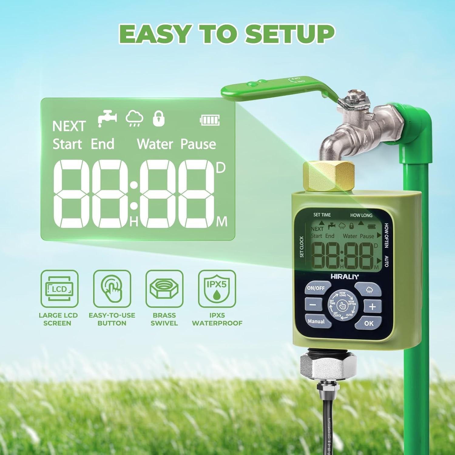 new HIRALIY Misting Cooling System with Timer, 26FT Hose+10 8M