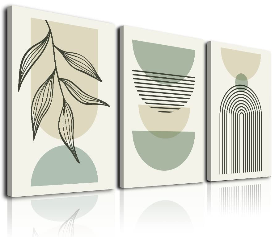 new Sage Green Boho Wall Art Set of 3, 12x16 Inch with frame, Modern boho 07FC0E-D4 - KOEEK