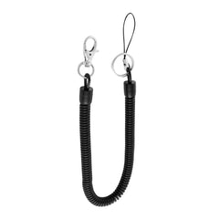 Spiral Coiled Keychain Lanyard Cord with Key Ring Lobster Clasp 38cm 1pcs Black 07FC0E-D4 - KOEEK
