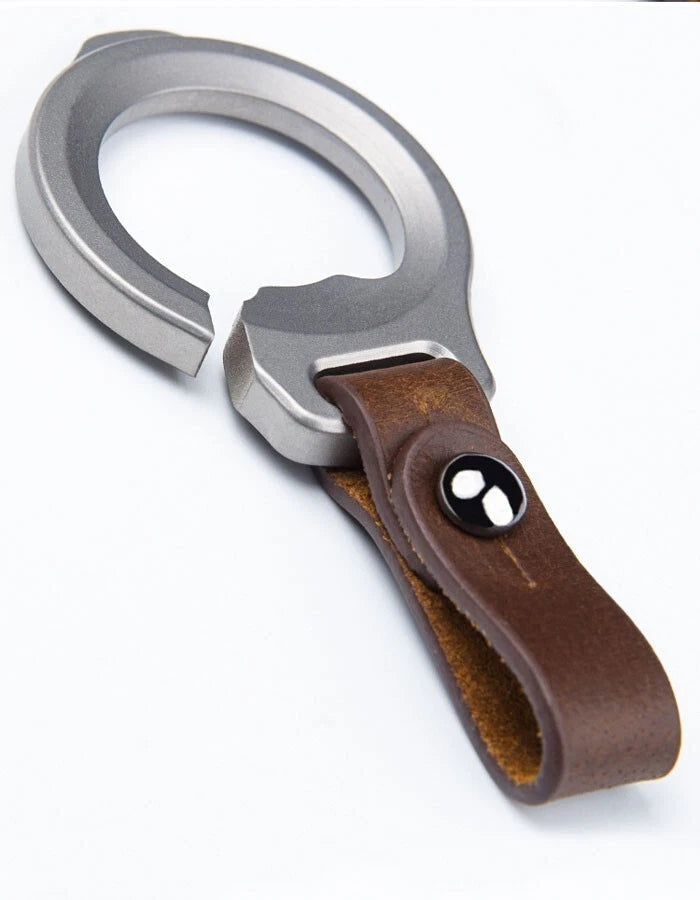 EDC Titanium Alloy + Leather Keychain Car Key Bag Portable Opener Crowbar Cutter EDC - KOEEK