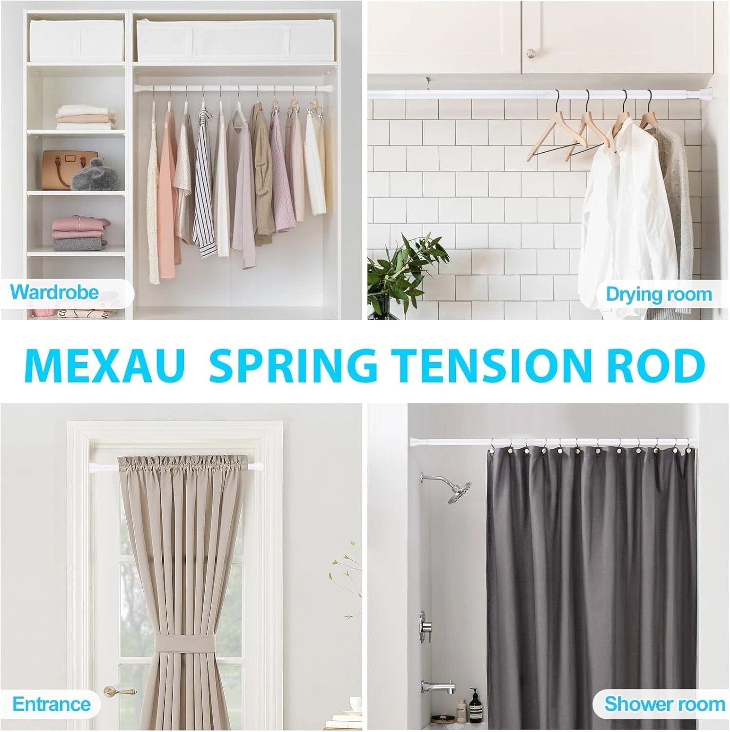 White Tension Curtain Rod for Windows 28 to 48 inch, Adjustable Expandable 07FC0E-D4 - KOEEK
