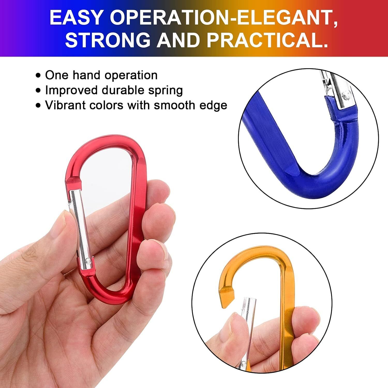 new 10 Pack 3'' Aluminum Spring Snap ['Golden', 'Red', 'Black', 'purple', 'Blue'] 07FC0E-D4 - KOEEK