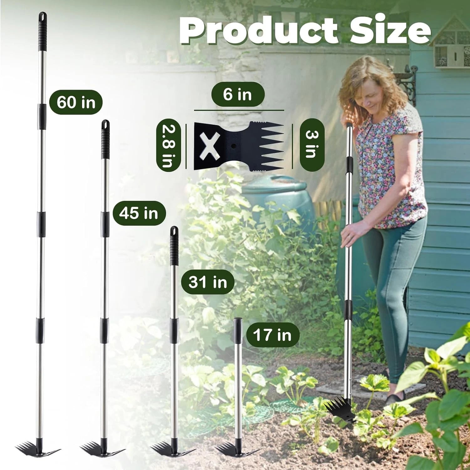 Weed Puller Tool with Long Handle -60" Manual Weeder Remover Tool,Hand Weed Rake 07FC0E-D4 - KOEEK