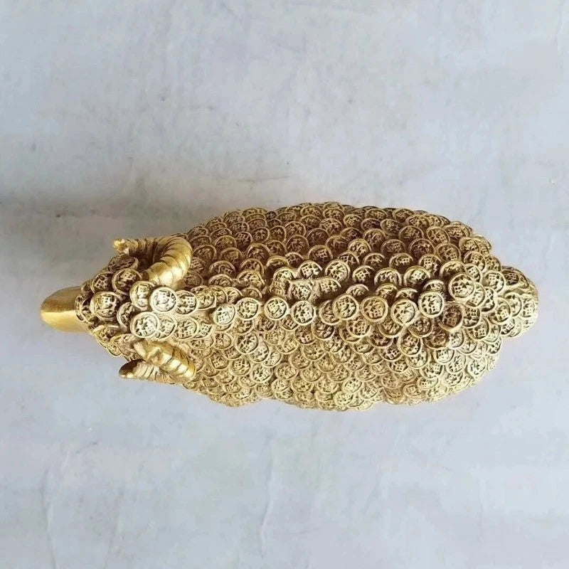 6.2'' Exquisitely Chinese Brass Fortune Good Luck Sheep Feng Shui Ornaments 07FC0E-D4 - KOEEK