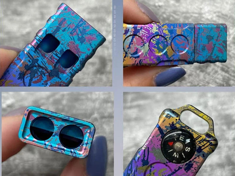 Titanium Alloy Dual Tube Safty Whistle w/ Compass EDC Training Warning Tool 07FC0E-D4 - KOEEK