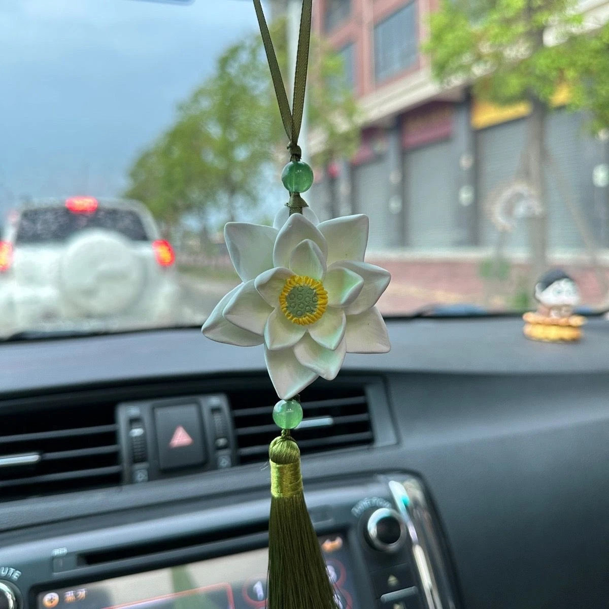Lotus Car Hanging Ornament Chinese Style Rearview Mirror  Charm 07FC0E-D4 - KOEEK