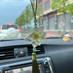 Lotus Car Hanging Ornament Chinese Style Rearview Mirror  Charm 07FC0E-D4 - KOEEK