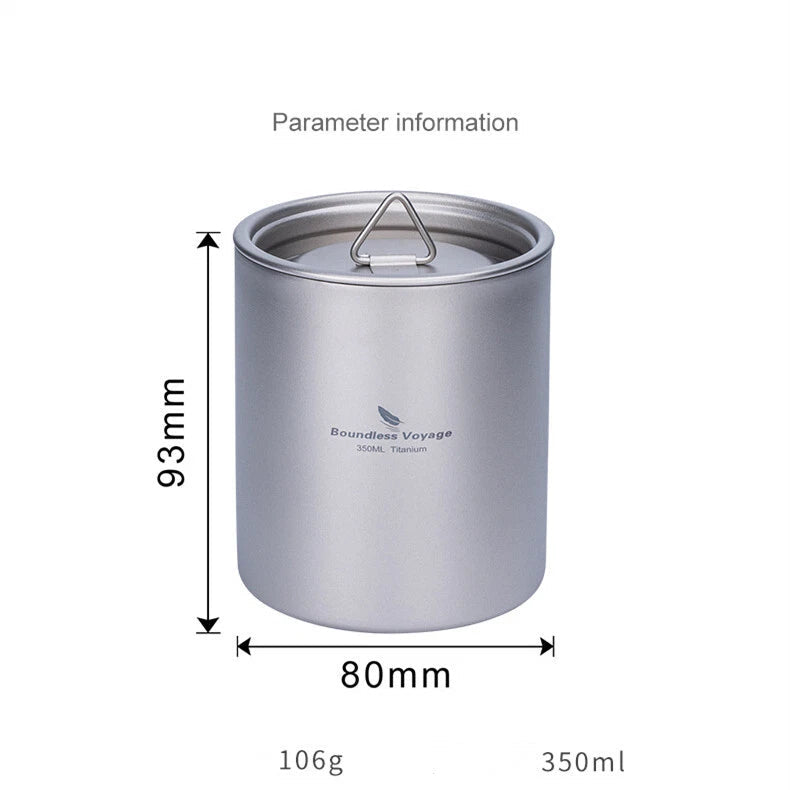 350ml Double Walled Titanium Tea Cup with Lid Outdoor Indoor Coffee Water Mug 07FC0E-D4 - KOEEK