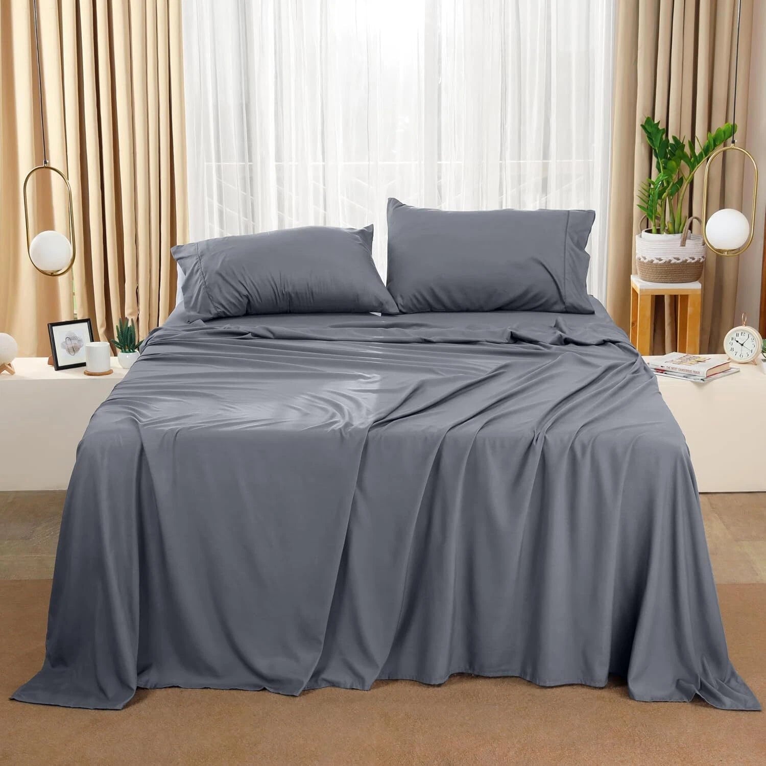 Queen Bed Sheets Set - 4 Piece Bedding - Brushed Microfiber - Shrinkage and Fade 07FC0E-D4 - KOEEK