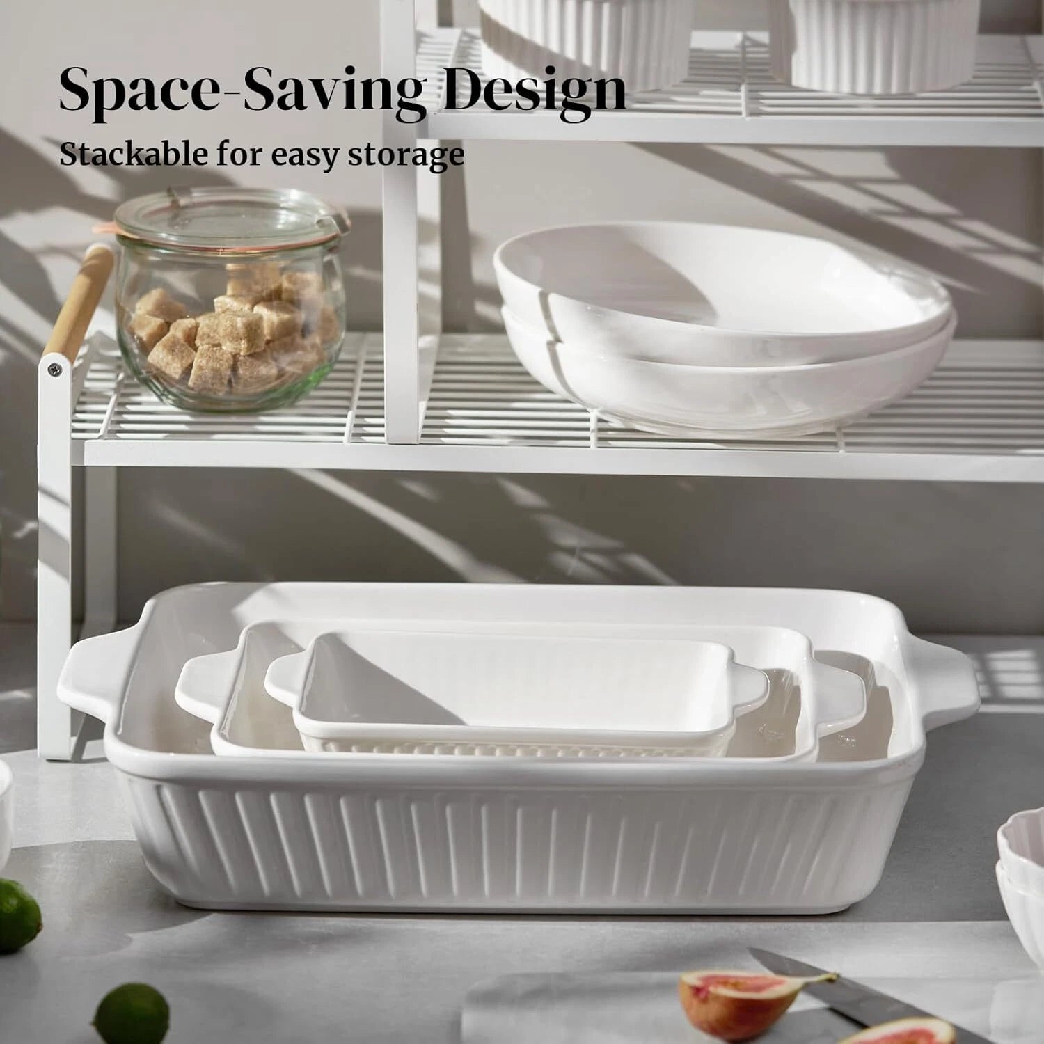 Oven Casserole, Baking Pan Set, Ceramic Bakeware 3-Piece Set 07FC0E-D4 - KOEEK