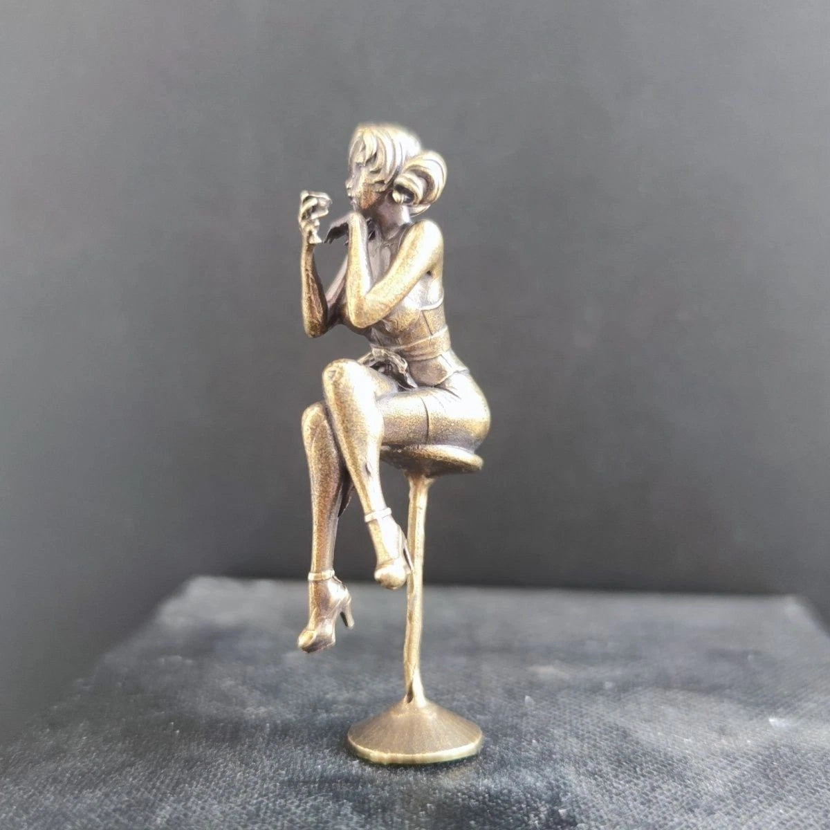 64mm Brass Bar Chair Girl Statue Hot Beauty Model Artwork Collection Toy Decor 07FC0E-D4 - KOEEK