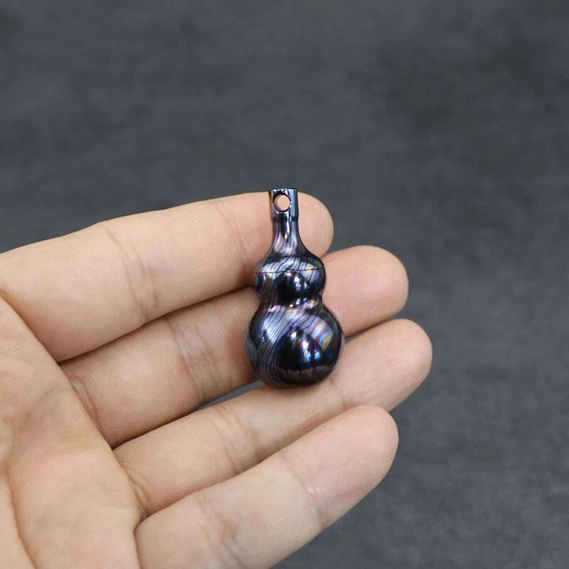 Titanium Timascus Waterproof Pill Container Gourd Box Keychain Pendant EDC 07FC0E-D4 - KOEEK