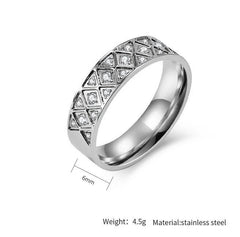 1 PC Men's Women's Stainless Steel Zircon Diamond Ring Finger Ring, 6#-12# 07FC0E-D4 - KOEEK