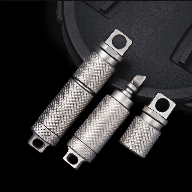 Hot Mini EDC Titanium Alloy Waterproof Case Portable Keychain Pendant Multi Tool 07FC0E-D4 - KOEEK