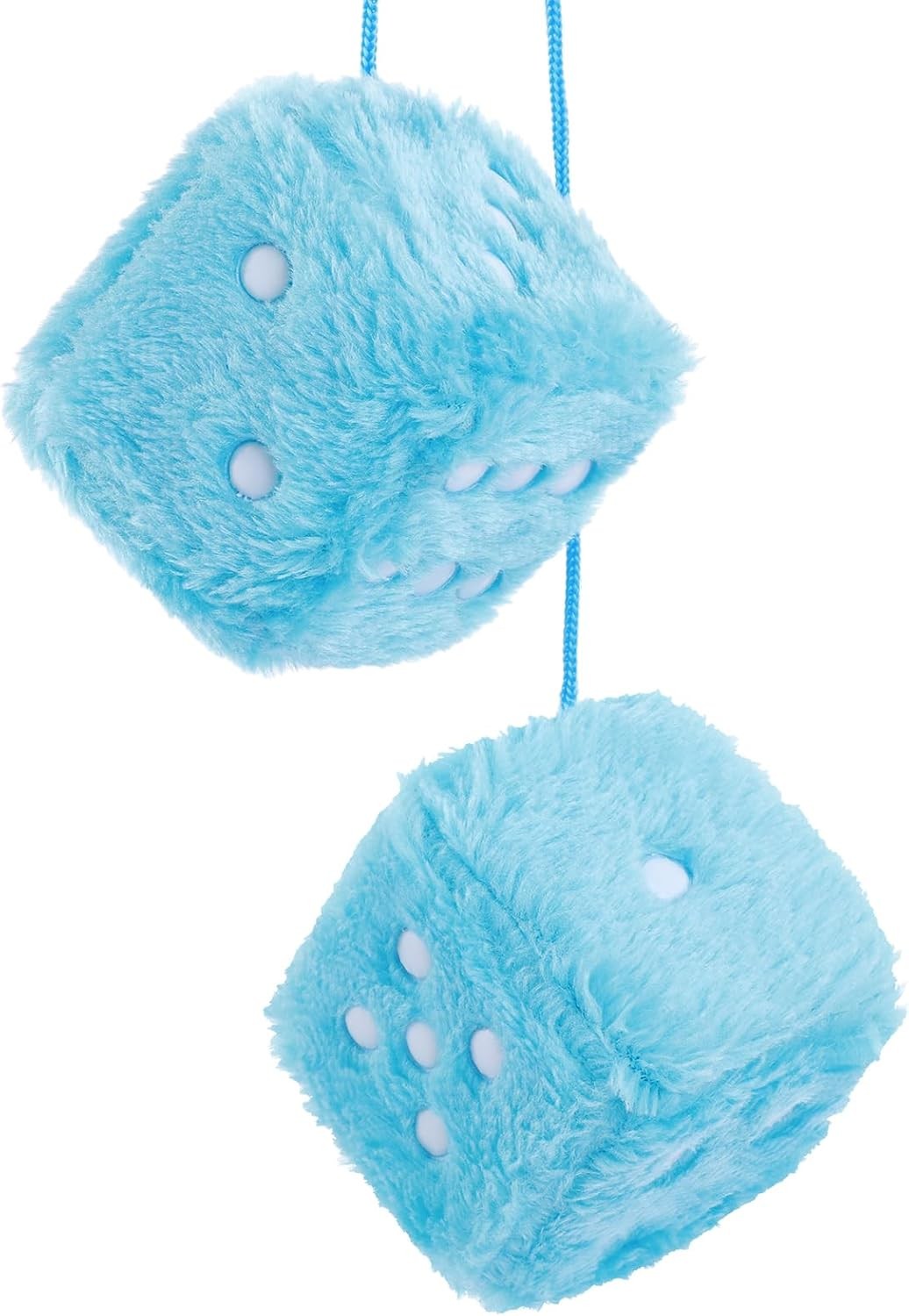 new Fuzzy Dice for Car Mirror, Pair of Retro 2.75” Rear View Blue 07FC0E-D4 - KOEEK