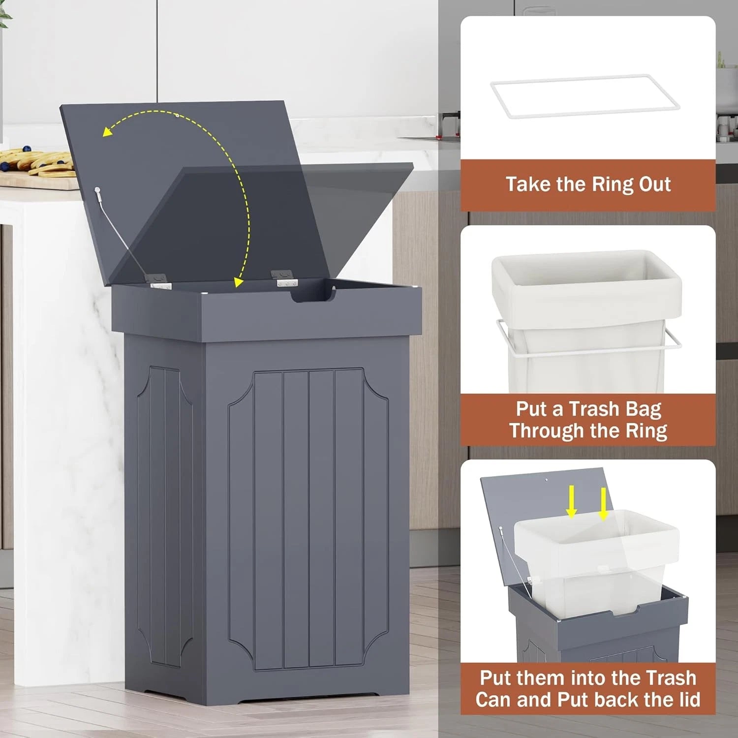 household trash can cabinet, 13-gallon kitchen trash can 07FC0E-D4 - KOEEK