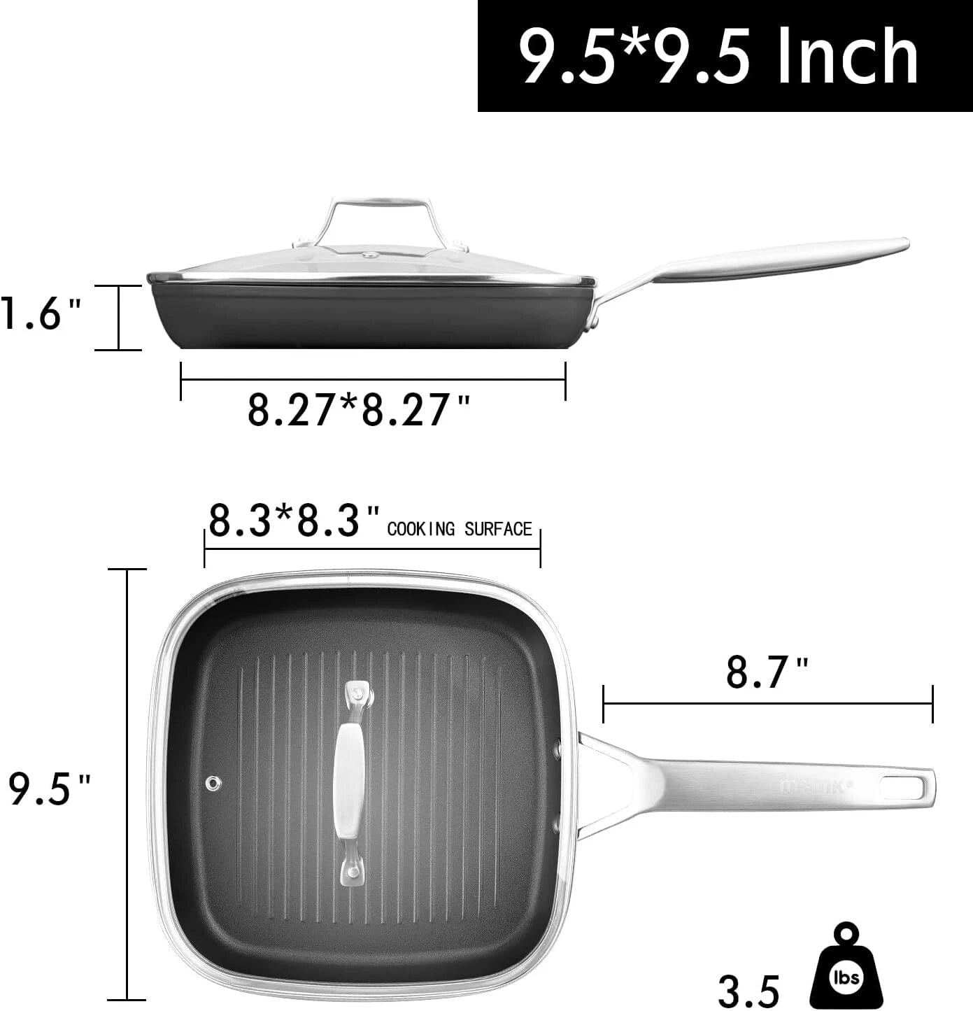 Square baking dish (with lid)ceramic non-stick baking dish,suitable for all hobs 07FC0E-D4 - KOEEK