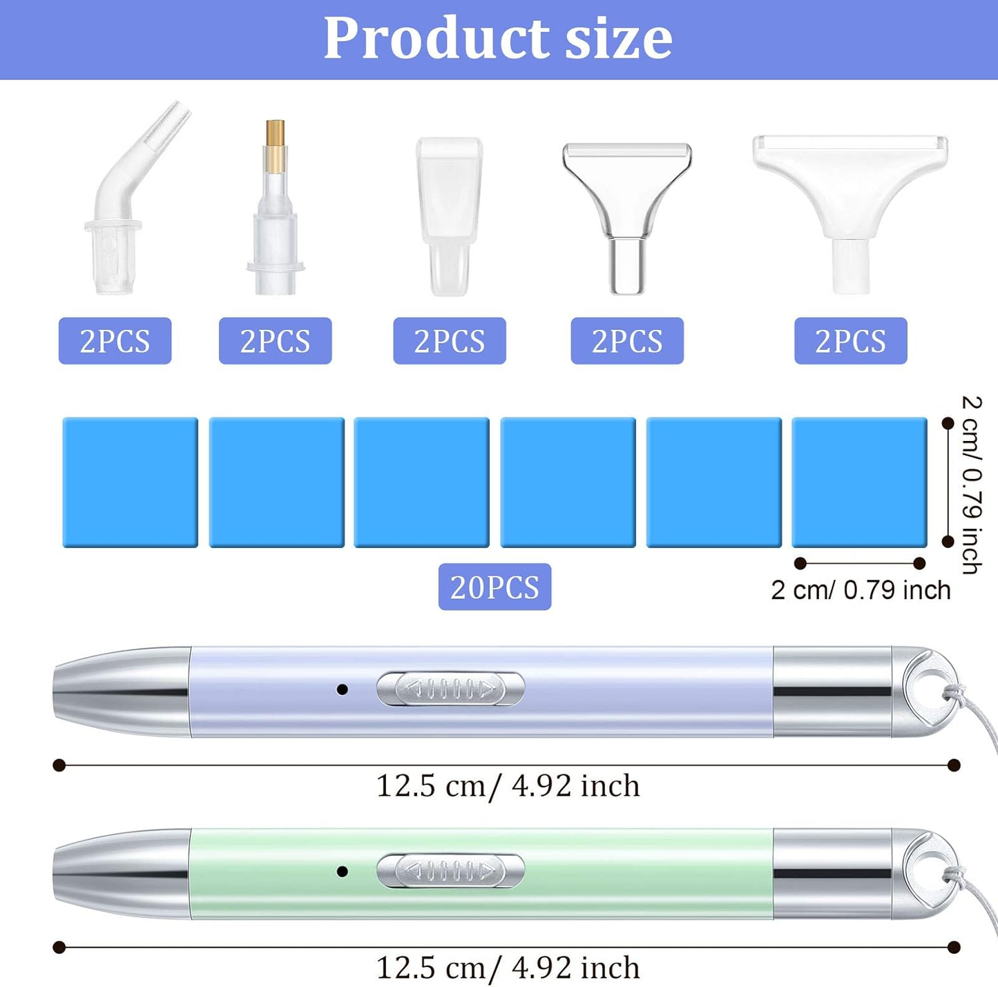 ny 2 stk LED diamantmalerpenn 5D diamantmalerpenn Point Drill Pen USB Re