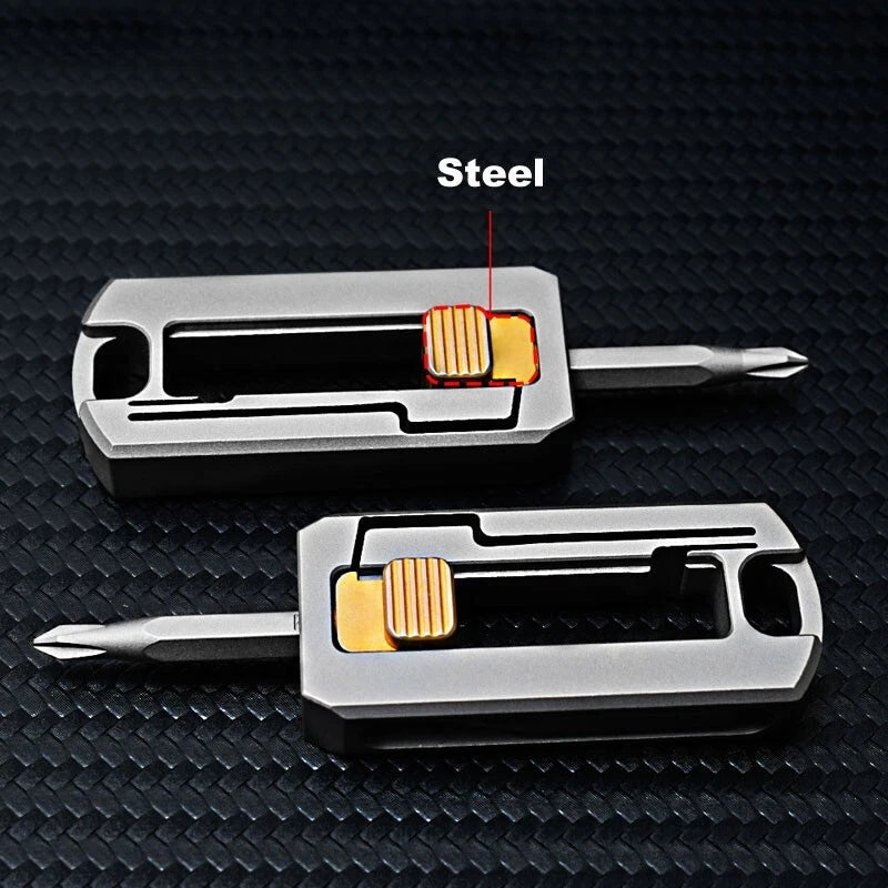 EDC Titanium Alloy Screwdriver Holder Storage Box Dismantling Portable Tools 07FC0E-D4 - KOEEK