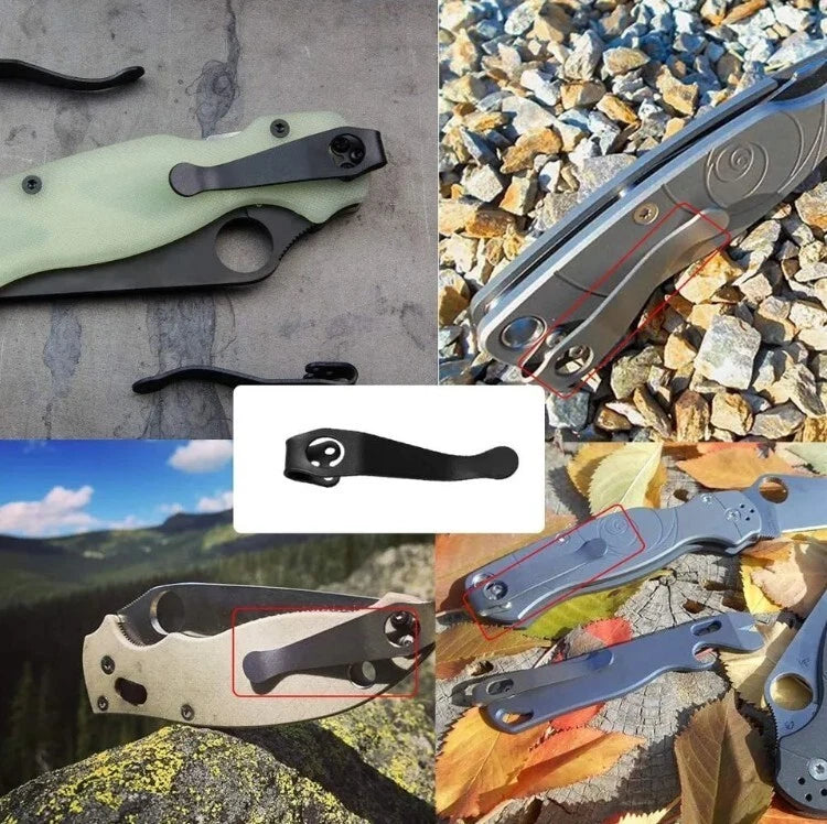 EDC2pcs Titanium Deep Carry Pocket Clip For Spyderco Para 2, 3 Endura 4 and More 07FC0E-D4 - KOEEK