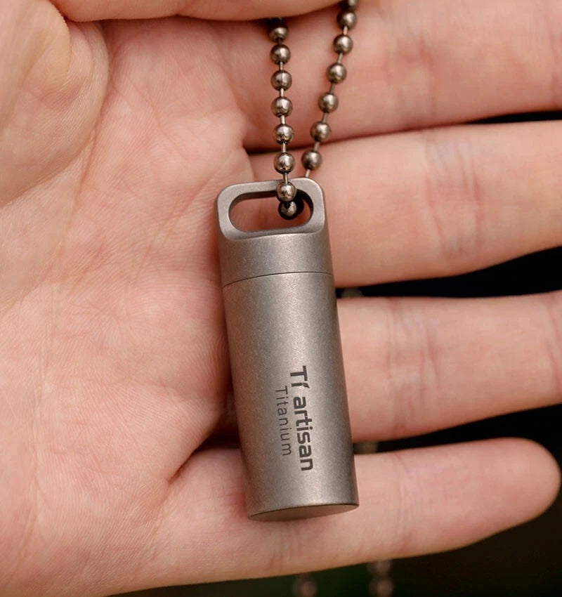 EDC Titanium Waterproof Box Sealed Storage Tank Portable Pill Container Keychain 07FC0E-D4 - KOEEK