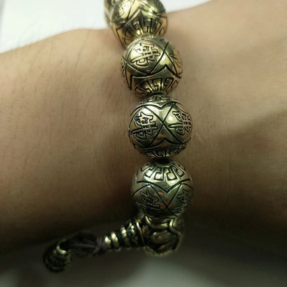 Brass Vintage Men’s Bead Bracelet Art Handcrafted Jewelry 07FC0E-D4 - KOEEK