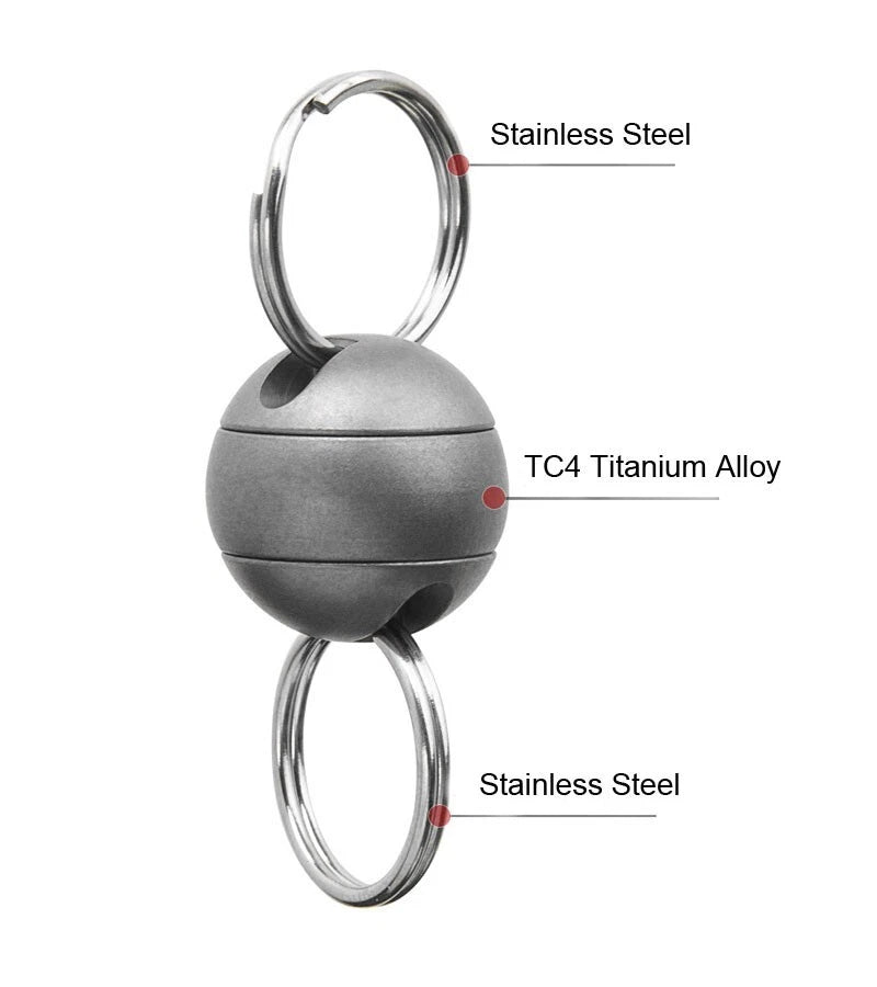 360 Degree Rotation EDC Titanium Gimbal Ring Portable Double Keychain Pendant 07FC0E-D4 - KOEEK