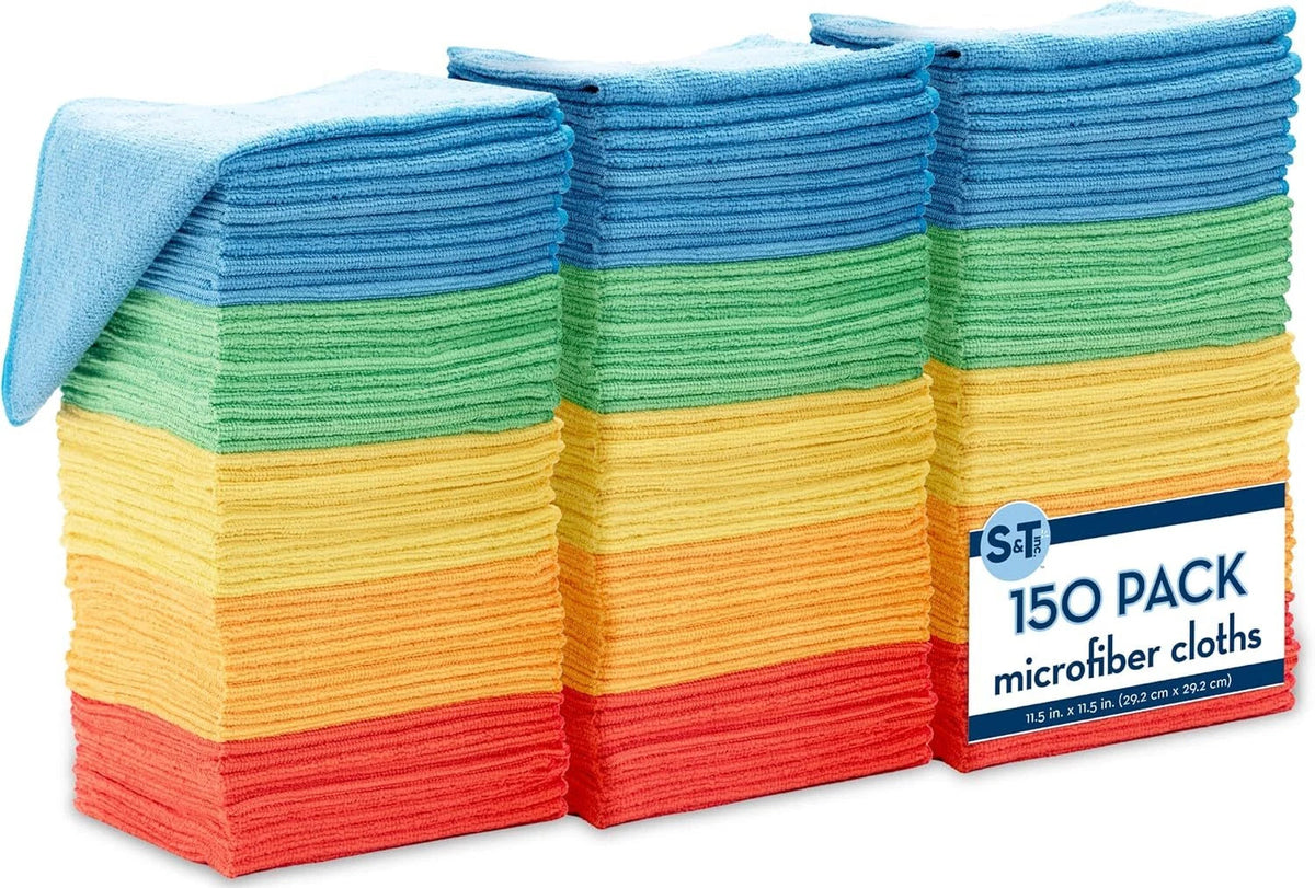 150 Pack Microfiber Cleaning Cloths, Bulk Microfiber Towels for Home Use 07FC0E-D4 - KOEEK