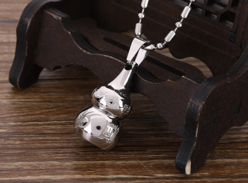 Titanium Steel Gourd Waterproof Medicine Box Pill Case Talisman Necklace Pendant 07FC0E-D4 - KOEEK