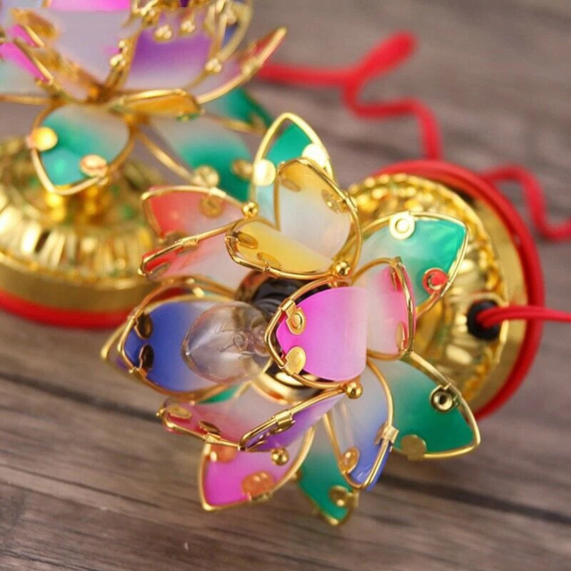 2pcs 4.7" Buddhist Colorful Temple Shrine Light Prayer Worship Buddha Lotus Lamp 07FC0E-D4 - KOEEK