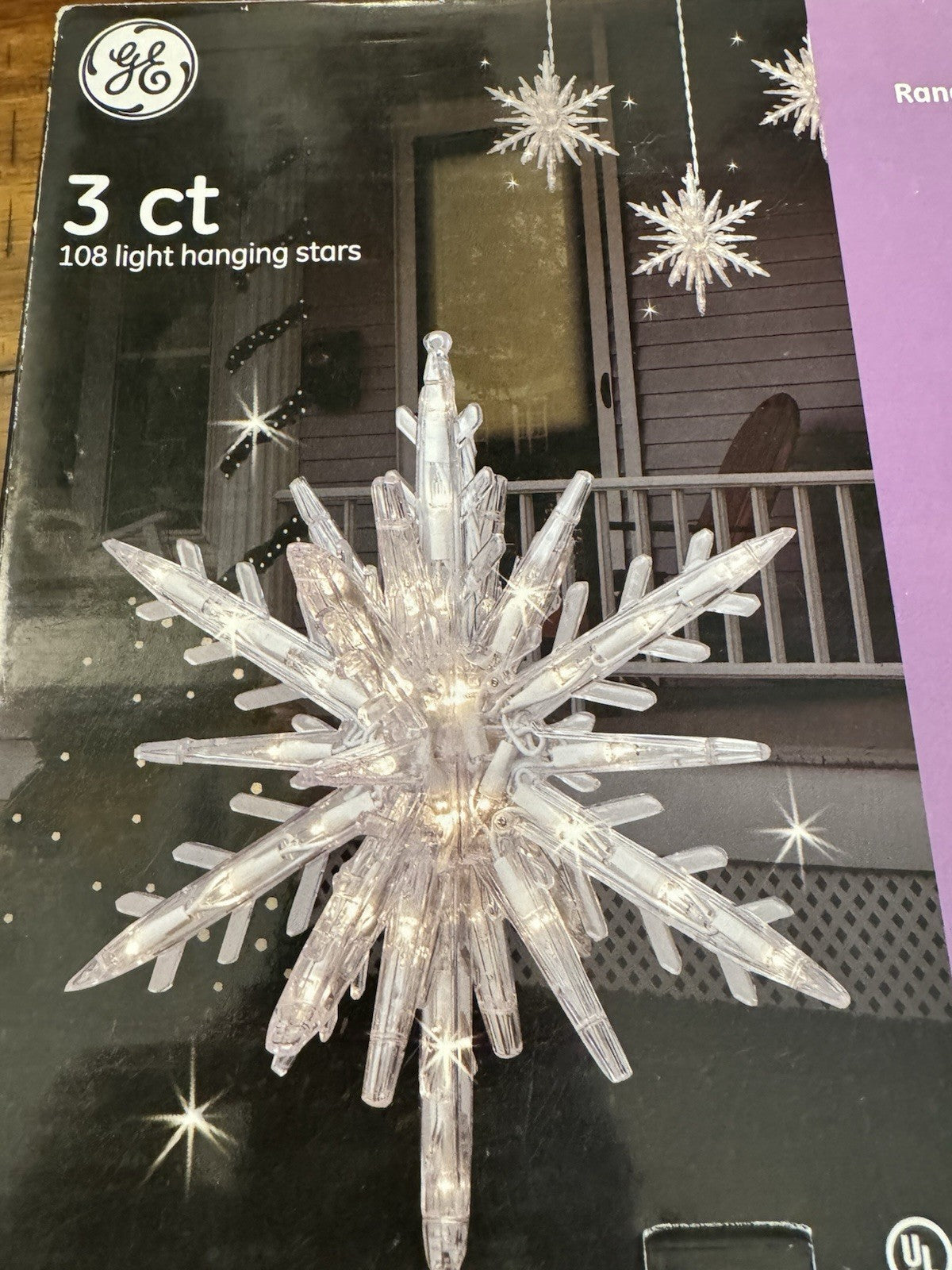 3 CT GE Christmas 3D Hanging Star 108  Light Decoration 14” Indoor Outdoor GE - KOEEK