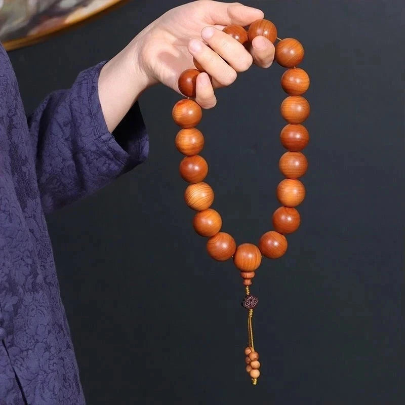 Taihang Cliff Cypress Burl Beads  Bracelet Prayer Beads 20mm 19 Bead Strand 07FC0E-D4 - KOEEK