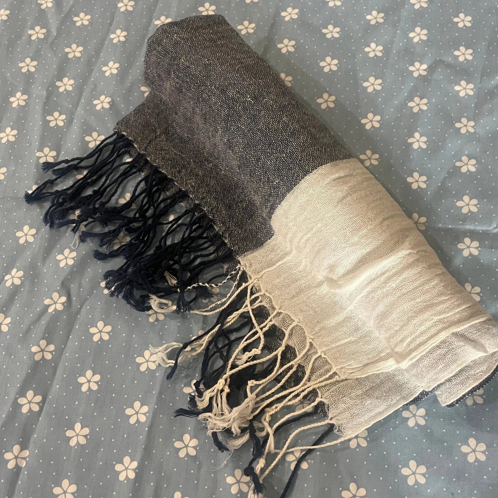 Mens Flax Linen Scarf Gray White Breathable Unisex Shawl Neckerchief Scarves 07FC0E-D4 - KOEEK