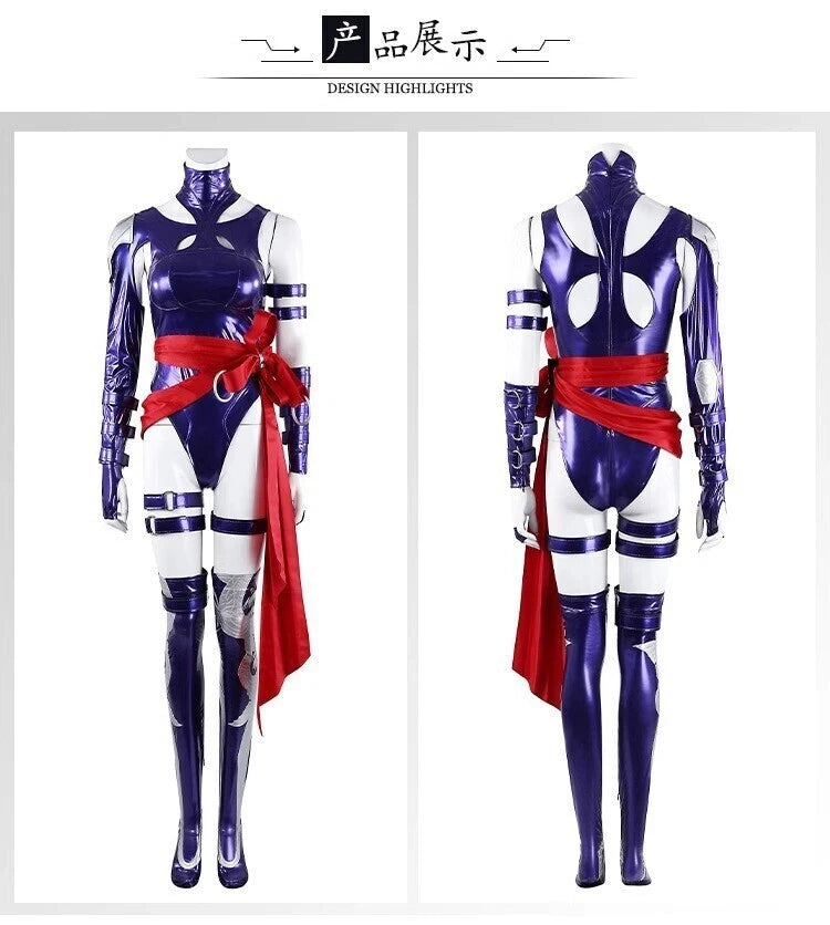 Marvel Rivals Psylocke Jumpsuits Outfit Women's Purple Cosplay Costume Bodysuit 07FC0E-D4 - KOEEK