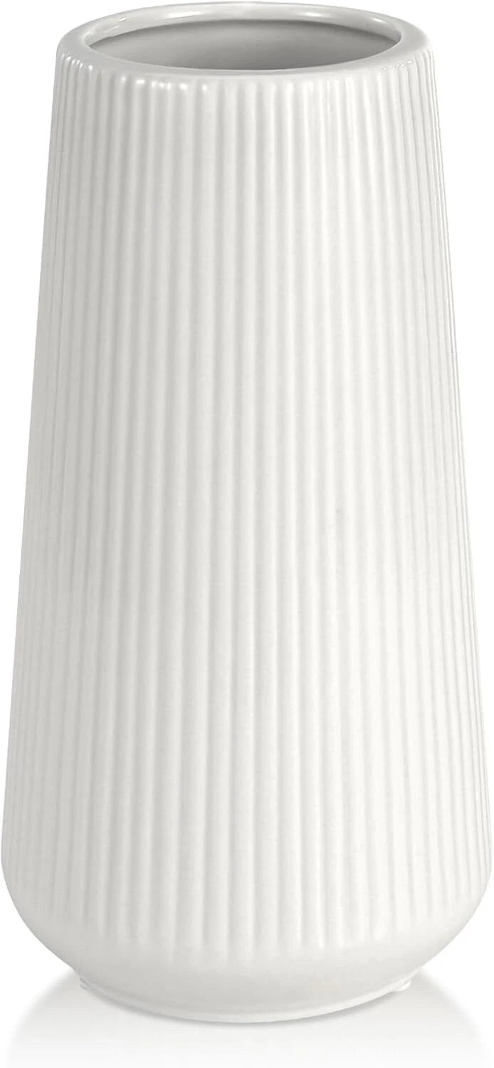 White Ceramic Vase, Small Cute Flower Vase for Pampas Grass, Home, Living Room 07FC0E-D4 - KOEEK