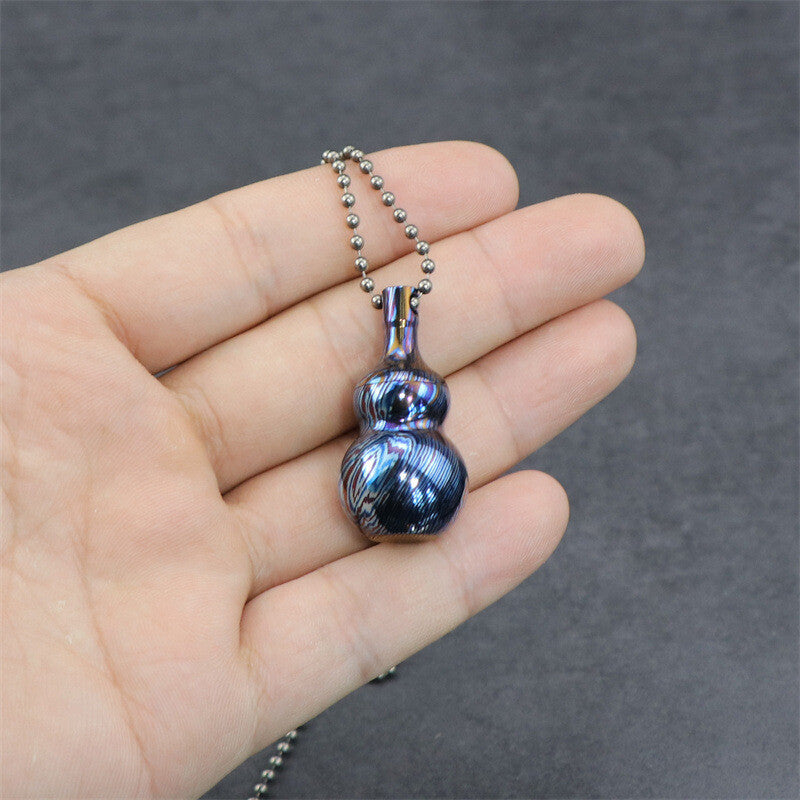 Titanium Damascus Gourd Pill Case Holder Container Box Waterproof Keychain EDC 07FC0E-D4 - KOEEK