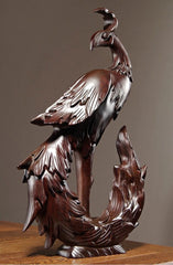 Chinese Ebony Wood Carved Phoenix Statue Feng Shui Sculpture Crafts Home Decor 07FC0E-D4 - KOEEK