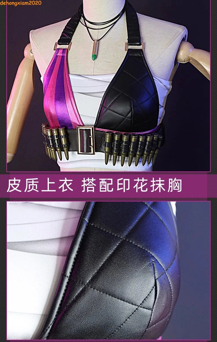 Game League of Legends LOL Jinx Bullet Cosplay Full Outfit Costumes Party Suit 07FC0E-D4 - KOEEK